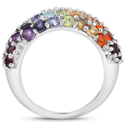 4.16 Carat Genuine Multi Stones .925 Sterling Silver Ring by Bids.com