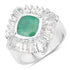 "2.57 Carat Genuine Emerald, White Topaz and White Diamond .925 Sterling Silver Ring by Bids.com