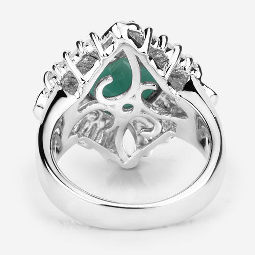 "2.57 Carat Genuine Emerald, White Topaz and White Diamond .925 Sterling Silver Ring by Bids.com
