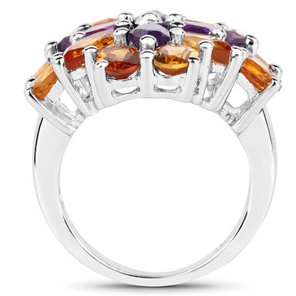 7.96 Carat Genuine Amethyst &amp; Madeira Citrine .925 Sterling Silver Ring by Bids.com