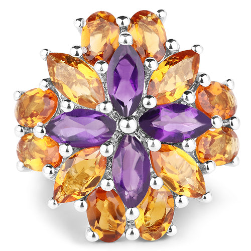 7.96 Carat Genuine Amethyst &amp; Madeira Citrine .925 Sterling Silver Ring by Bids.com