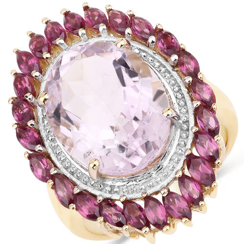 10.16 Carat Genuine Pink Amethyst and Rhodolite .925 Sterling Silver Ring by Bids.com