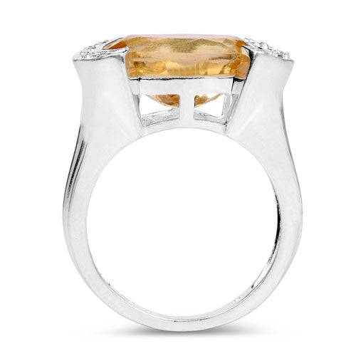 4.55 Carat Genuine Citrine and White Diamond .925 Sterling Silver Ring by Bids.com