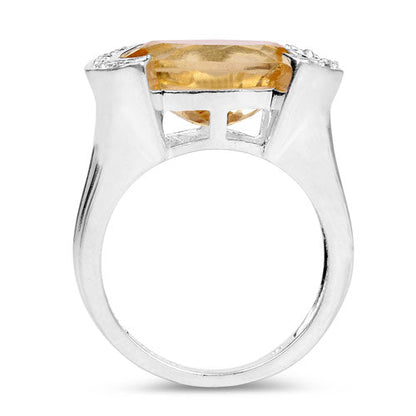 4.55 Carat Genuine Citrine and White Diamond .925 Sterling Silver Ring by Bids.com
