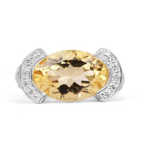 4.55 Carat Genuine Citrine and White Diamond .925 Sterling Silver Ring by Bids.com