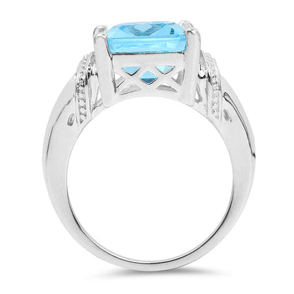 8.89 Carat Genuine Swiss Blue Topaz .925 Sterling Silver Ring by Bids.com