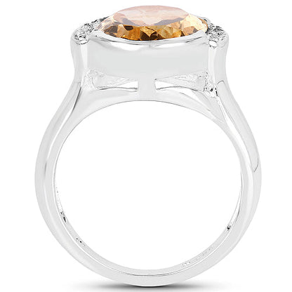 5.05 Carat Genuine Citrine and White Diamond .925 Sterling Silver Ring by Bids.com