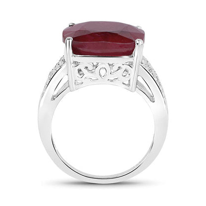 14.47 Carat Dyed Ruby and White Topaz .925 Sterling Silver Ring by Bids.com