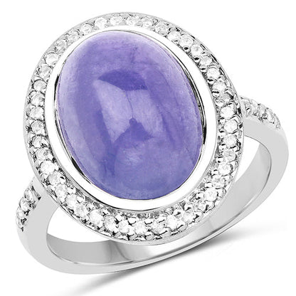 8.26 Carat Genuine Tanzanite &amp; White Topaz .925 Sterling Silver Ring by Bids.com