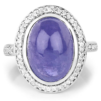 8.26 Carat Genuine Tanzanite &amp; White Topaz .925 Sterling Silver Ring by Bids.com