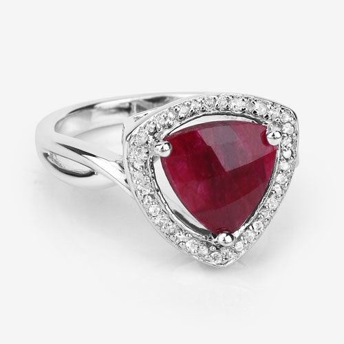 3.25 Carat Dyed Ruby and White Topaz .925 Sterling Silver Ring  DestGlow
