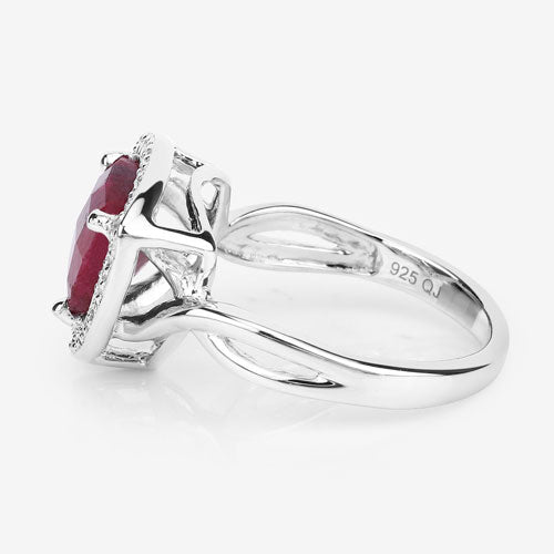 3.25 Carat Dyed Ruby and White Topaz .925 Sterling Silver Ring  DestGlow