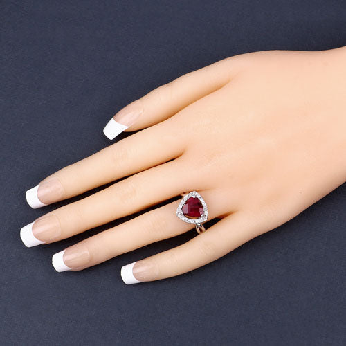 3.25 Carat Dyed Ruby and White Topaz .925 Sterling Silver Ring  DestGlow