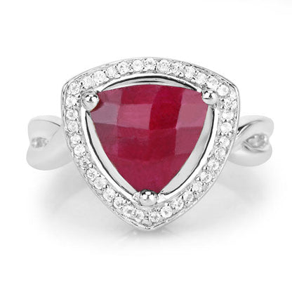3.25 Carat Dyed Ruby and White Topaz .925 Sterling Silver Ring  DestGlow