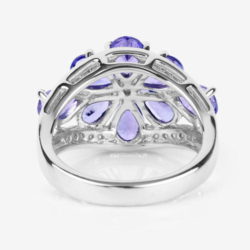 3.24 Carat Genuine Tanzanite and White Topaz .925 Sterling Silver Ring by Bids.com