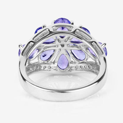 3.24 Carat Genuine Tanzanite and White Topaz .925 Sterling Silver Ring by Bids.com