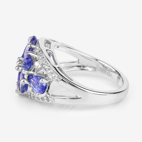 3.24 Carat Genuine Tanzanite and White Topaz .925 Sterling Silver Ring by Bids.com
