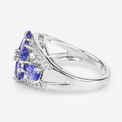 3.24 Carat Genuine Tanzanite and White Topaz .925 Sterling Silver Ring by Bids.com