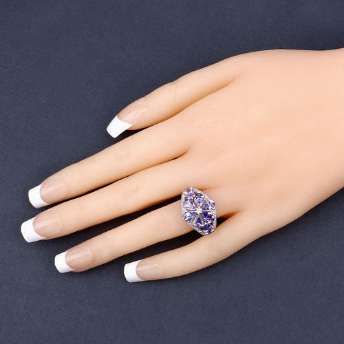 3.24 Carat Genuine Tanzanite and White Topaz .925 Sterling Silver Ring by Bids.com