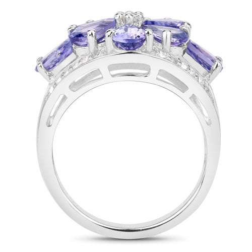 3.24 Carat Genuine Tanzanite and White Topaz .925 Sterling Silver Ring by Bids.com
