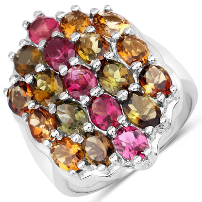 5.89 Carat Genuine Multi Tourmaline .925 Sterling Silver Ring by Bids.com