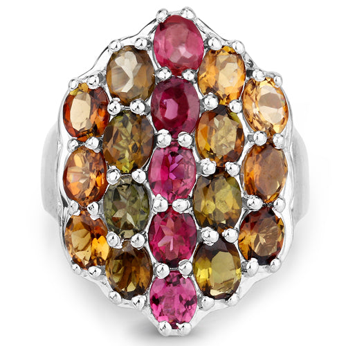 5.89 Carat Genuine Multi Tourmaline .925 Sterling Silver Ring by Bids.com