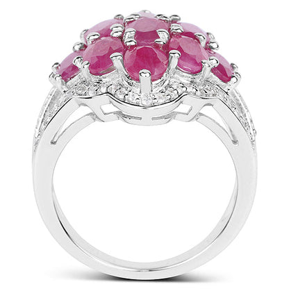 4.72 Carat Genuine Ruby and White Zircon .925 Sterling Silver Ring by Bids.com