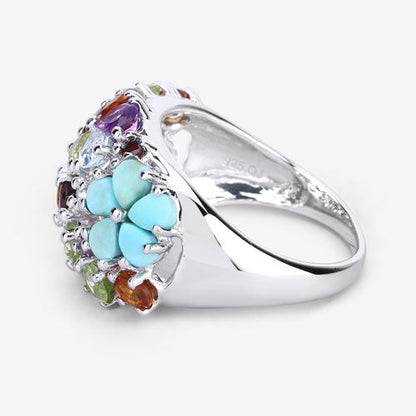 4.03 Carat Genuine Multi Stones .925 Sterling Silver Ring by Bids.com