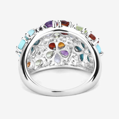 4.03 Carat Genuine Multi Stones .925 Sterling Silver Ring by Bids.com