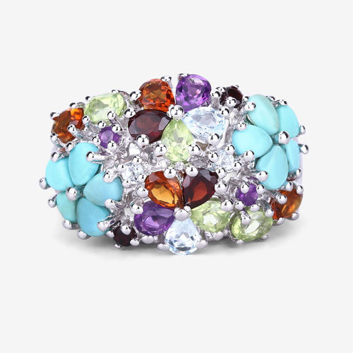 4.03 Carat Genuine Multi Stones .925 Sterling Silver Ring by Bids.com