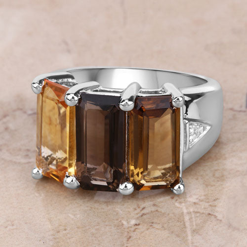 8.17 Carat Genuine Multi Stones .925 Sterling Silver Ring by Bids.com