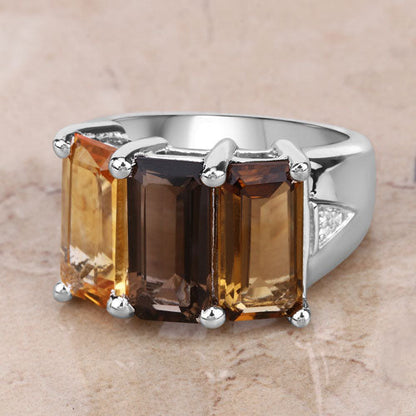 8.17 Carat Genuine Multi Stones .925 Sterling Silver Ring by Bids.com