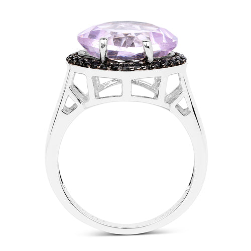 5.50 Carat Genuine Pink Amethyst &amp; Black Spinel .925 Sterling Silver Ring by Bids.com