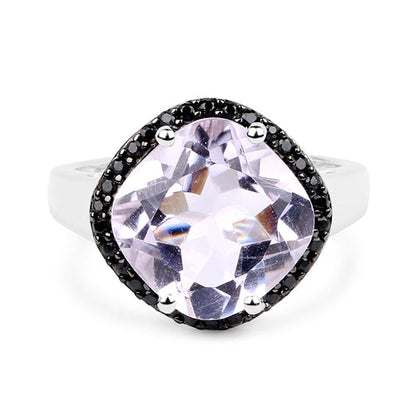 5.50 Carat Genuine Pink Amethyst &amp; Black Spinel .925 Sterling Silver Ring by Bids.com