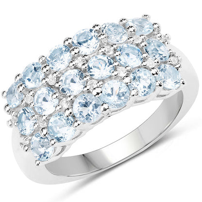 2.29 Carat Genuine Blue Topaz &amp; White Topaz .925 Sterling Silver Ring by Bids.com