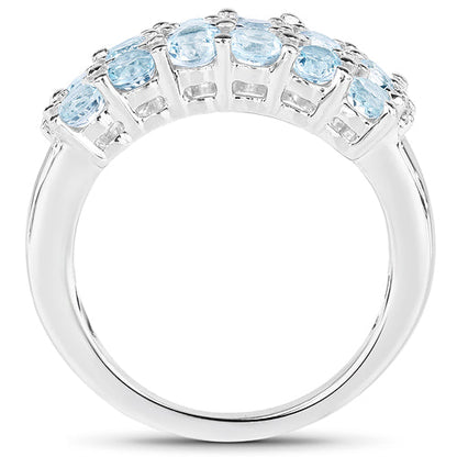 2.29 Carat Genuine Blue Topaz &amp; White Topaz .925 Sterling Silver Ring by Bids.com