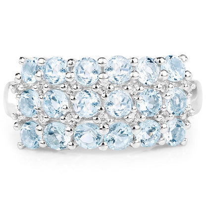2.29 Carat Genuine Blue Topaz &amp; White Topaz .925 Sterling Silver Ring by Bids.com