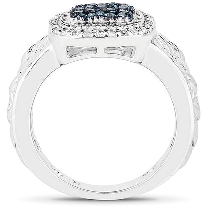 0.28 Carat Genuine Blue Diamond and White Diamond .925 Sterling Silver Ring by Bids.com