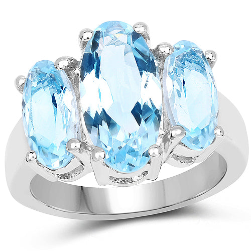 7.77 Carat Genuine Blue Topaz .925 Sterling Silver Ring  DestGlow