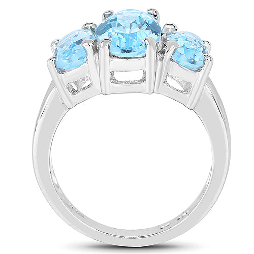 7.77 Carat Genuine Blue Topaz .925 Sterling Silver Ring  DestGlow
