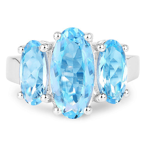 7.77 Carat Genuine Blue Topaz .925 Sterling Silver Ring  DestGlow
