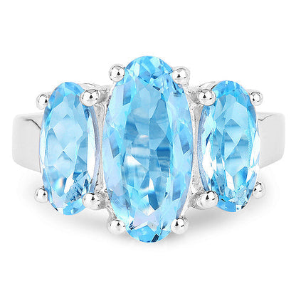 7.77 Carat Genuine Blue Topaz .925 Sterling Silver Ring  DestGlow