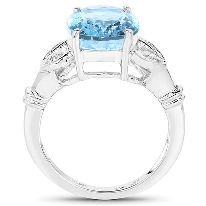 7.29 Carat Genuine Swiss Blue Topaz &amp; White Topaz .925 Sterling Silver Ring by Bids.com