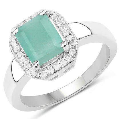 1.73 Carat Genuine Emerald &amp; White Topaz .925 Sterling Silver Ring by Bids.com