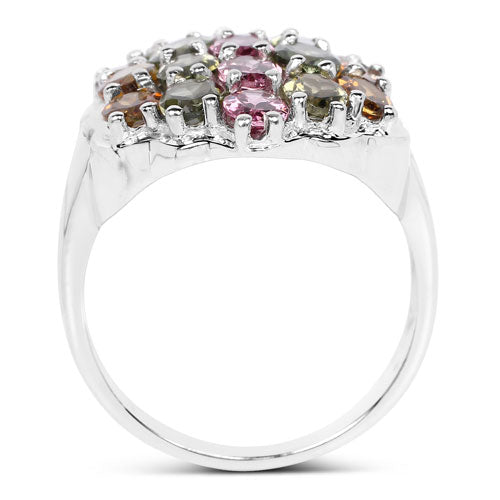 5.89 Carat Genuine Multi Tourmaline .925 Sterling Silver Ring by Bids.com