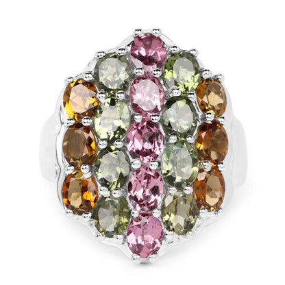 5.89 Carat Genuine Multi Tourmaline .925 Sterling Silver Ring by Bids.com