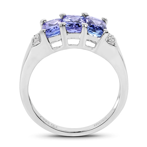 1.63 Carat Genuine Tanzanite &amp; White Diamond .925 Sterling Silver Ring by Bids.com