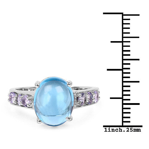4.77 Carat Genuine Swiss Blue Topaz and Tanzanite .925 Sterling Silver Ring by Bids.com