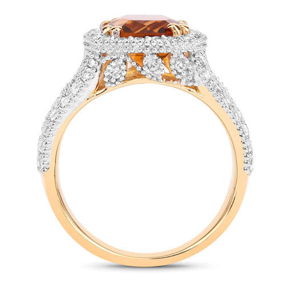 3.71 Carat Genuine Citrine and White Topaz .925 Sterling Silver Ring by Bids.com