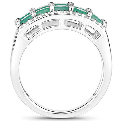1.85 Carat Genuine Emerald and White Topaz .925 Sterling Silver Ring by Bids.com